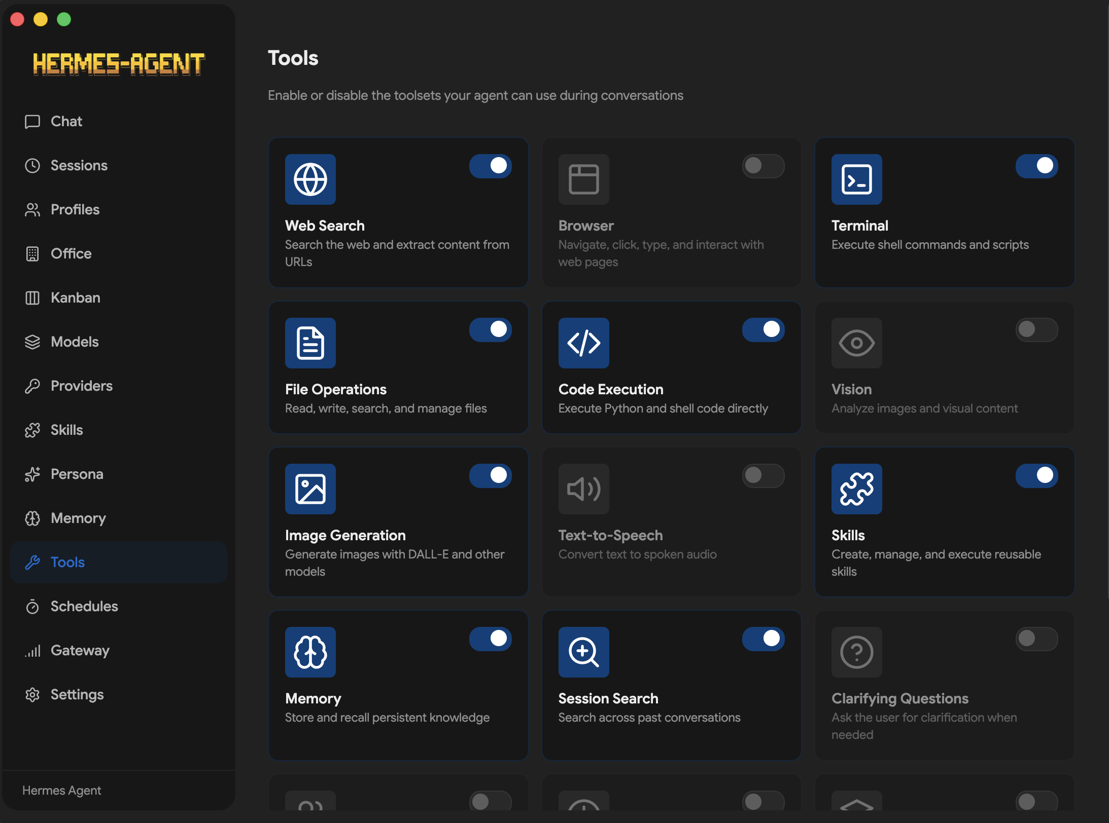 Hermes Tools screen